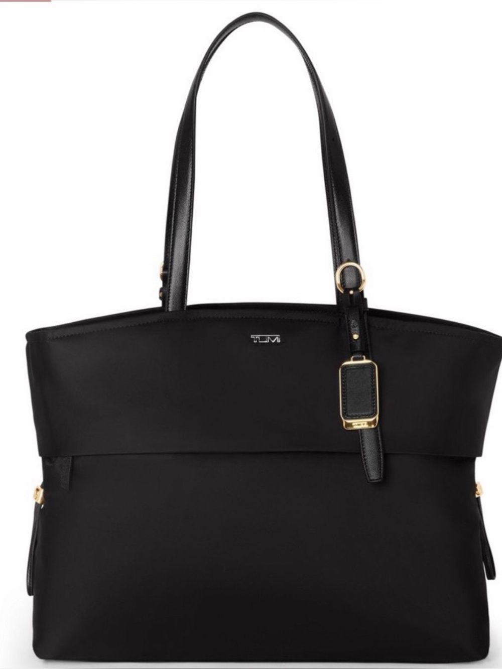 Tumi Cam Large Tote Black Nylon Tote with Leather Handles, bag, weekender